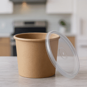 CONTENEDOR PAPEL KRAFT 16 OZ TAPA PET