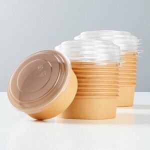 BOWL DE PAPEL KRAFT 500 ML CON TAPA PET