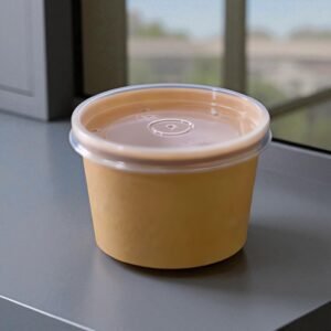 CONTENEDOR PAPEL KRAFT 8 OZ TAPA PET